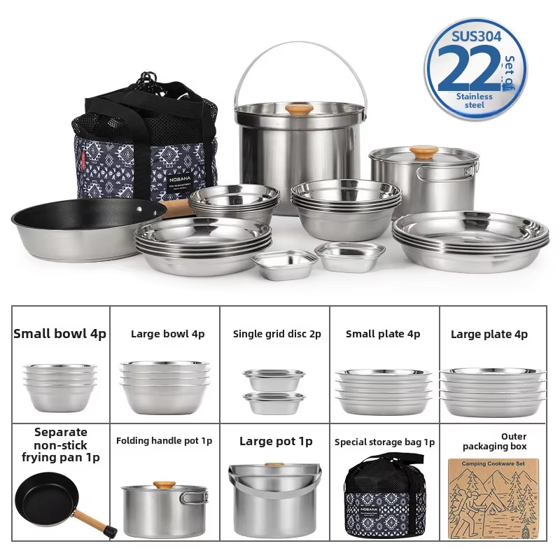 Camping Cooking Hardware - NOBANA Newest Outdoor Stainless Steel Pot