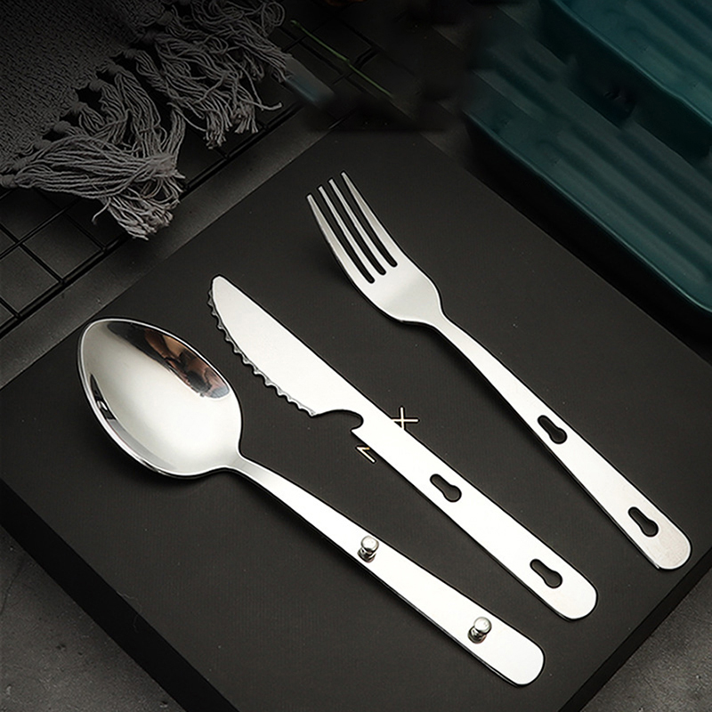 Quechua Camping Cooking Set - 3pcs/set Portable Stainless Steel Tableware fold