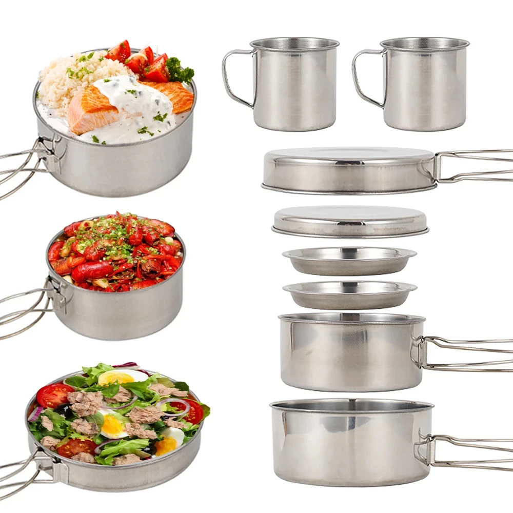 8pcs/Set Camping Cookware Mess - Camping Cooking Hardware review and price