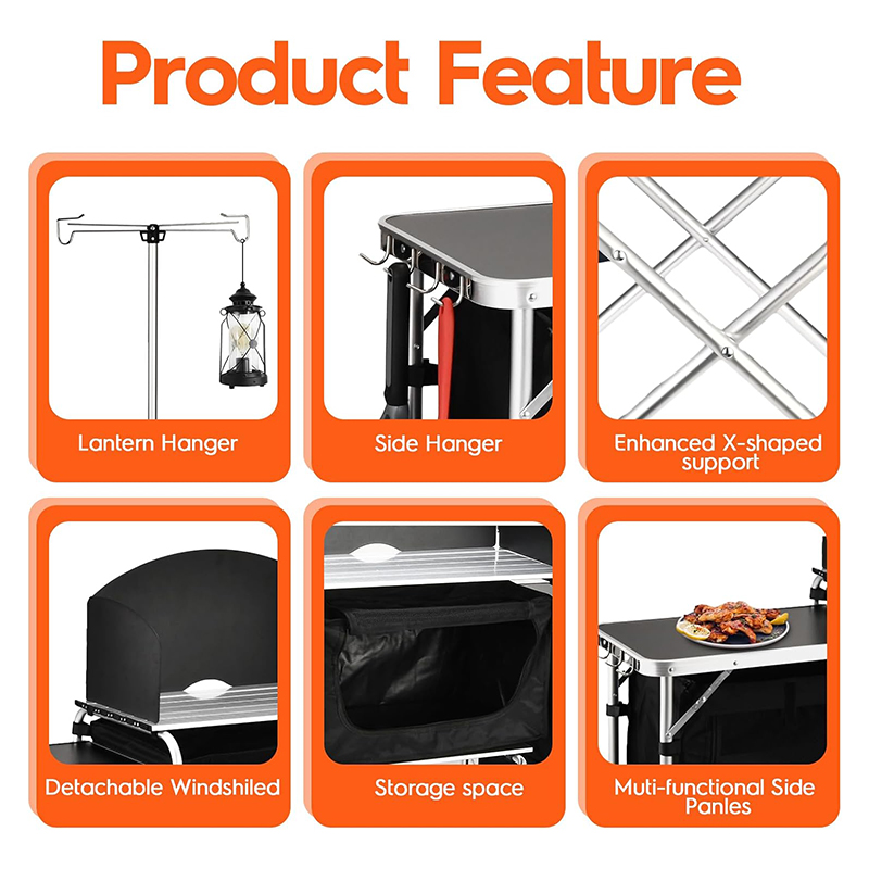 Custom Versatile 3 Cabinets Re - Camping Cooking Table With Windshield review and price