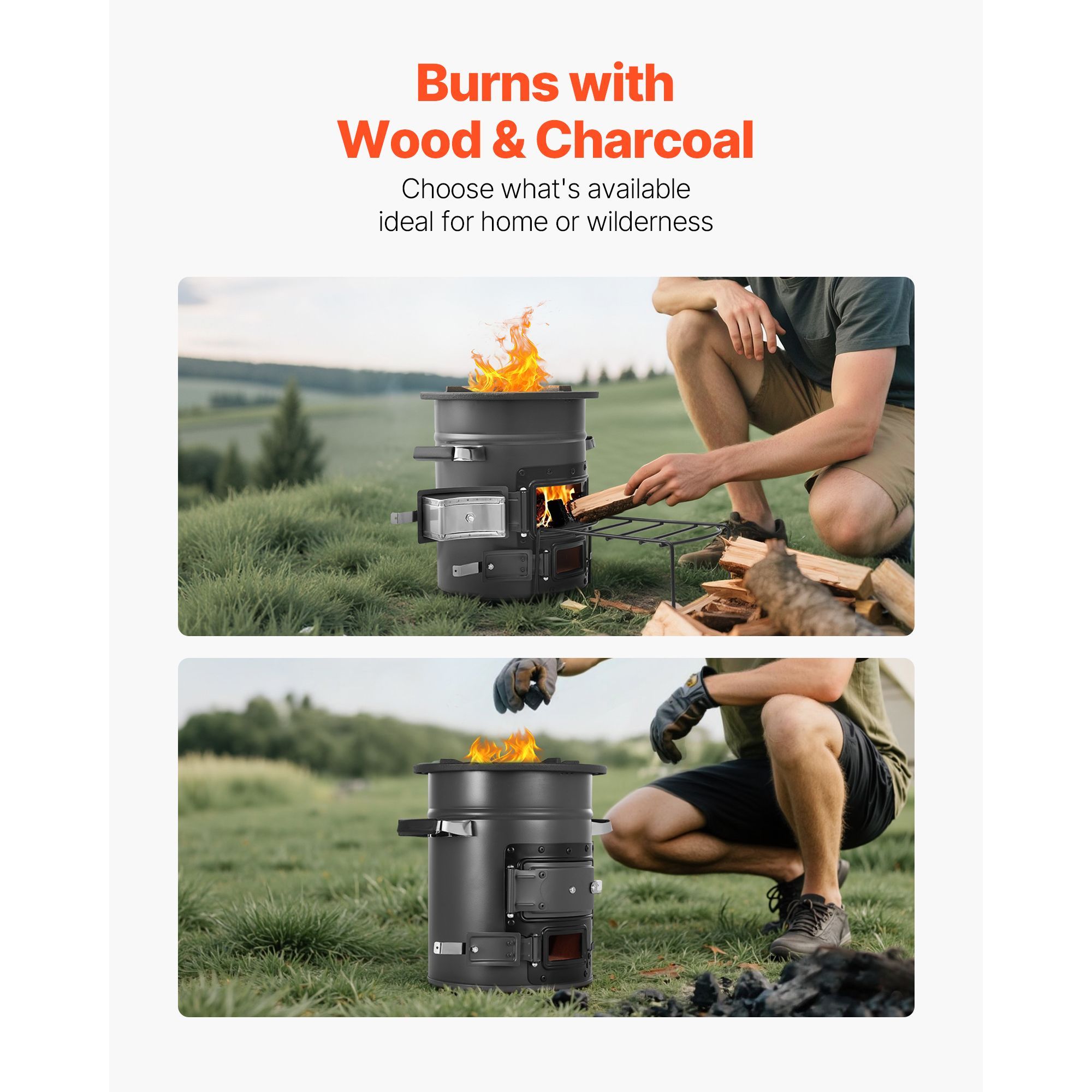 Camping Rocket Stove, Wood Bur - Camping Double Cooking Stove review and price