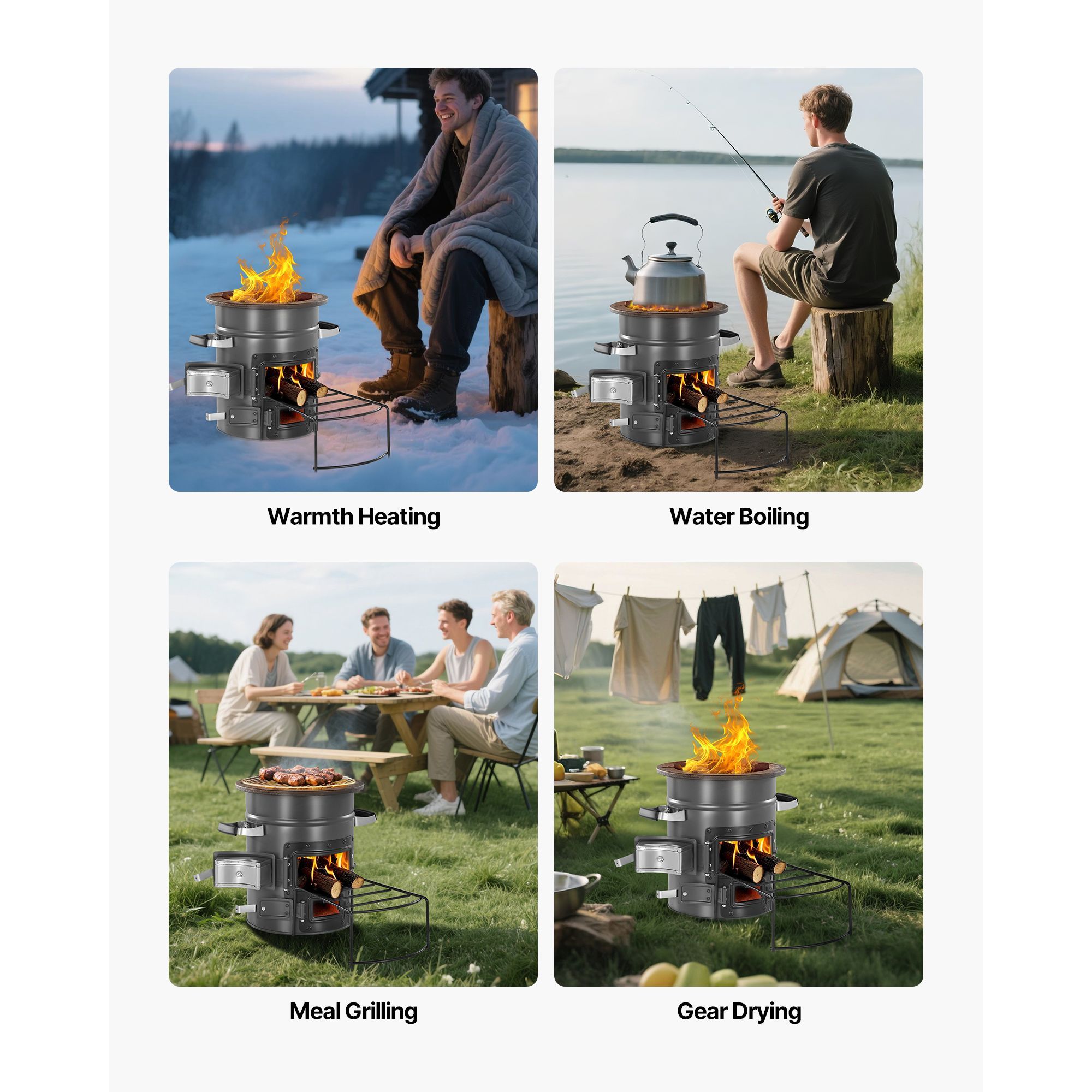 Camping Rocket Stove, Wood Bur - Camping Double Cooking Stove review and price