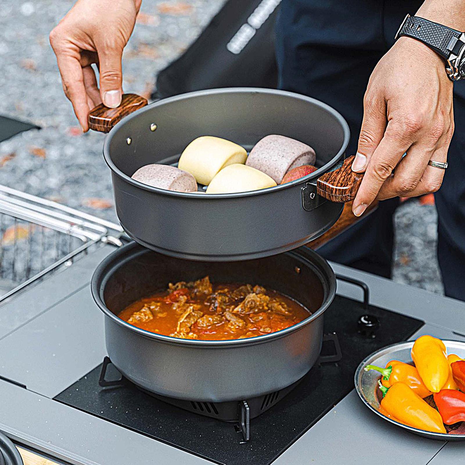 Camping Pan Portable Large Lig - Camping Double Cooking Stove review and price