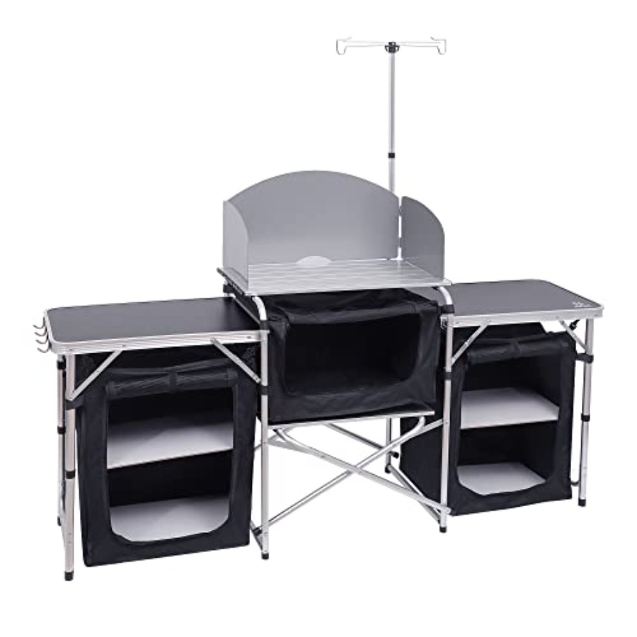 Camping Kitchen Table, Folding - Camping Cooking Table With Windshield review and price