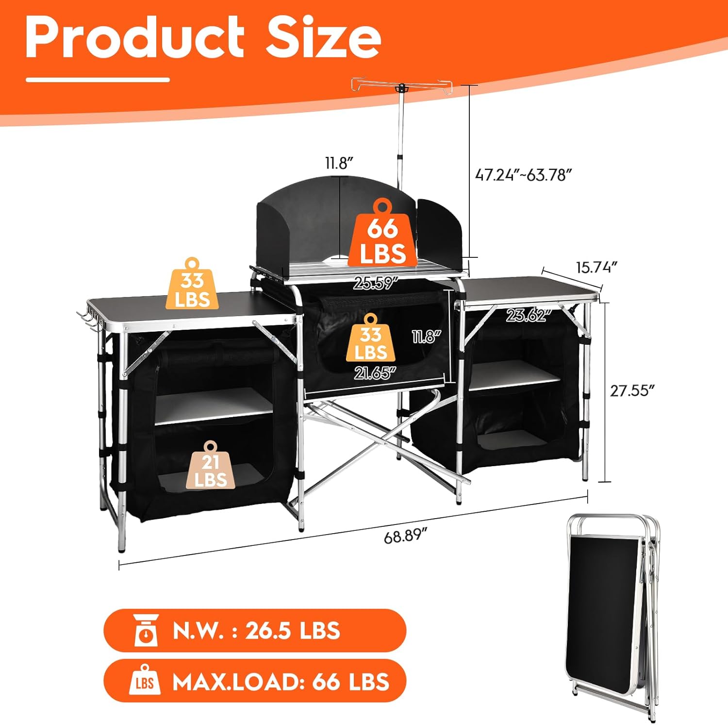 Aluminum Folding Camping Kitch - Camping Cooking Table With Windshield review and price