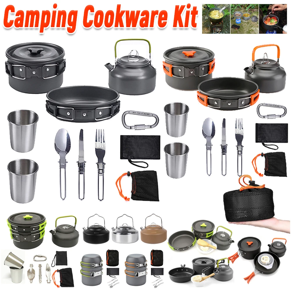 Camping Cookware Kit Kettle Po - Camping Cooking Set Lightweight review and price