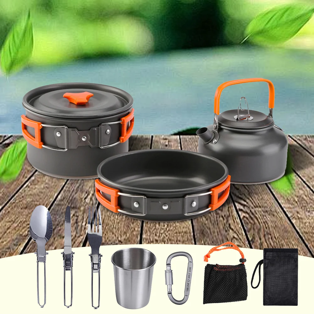 Camping Cookware Kit Kettle Po - Camping Cooking Set Lightweight review and price