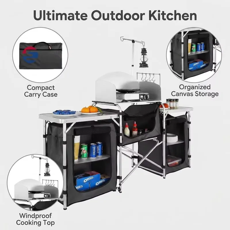 Wholesale Large Aluminum Outdo - Camping Cooking Table With Windshield review and price