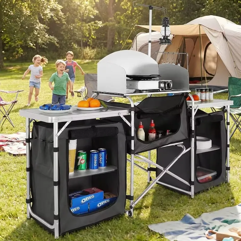 Wholesale Large Aluminum Outdo - Camping Cooking Table With Windshield review and price