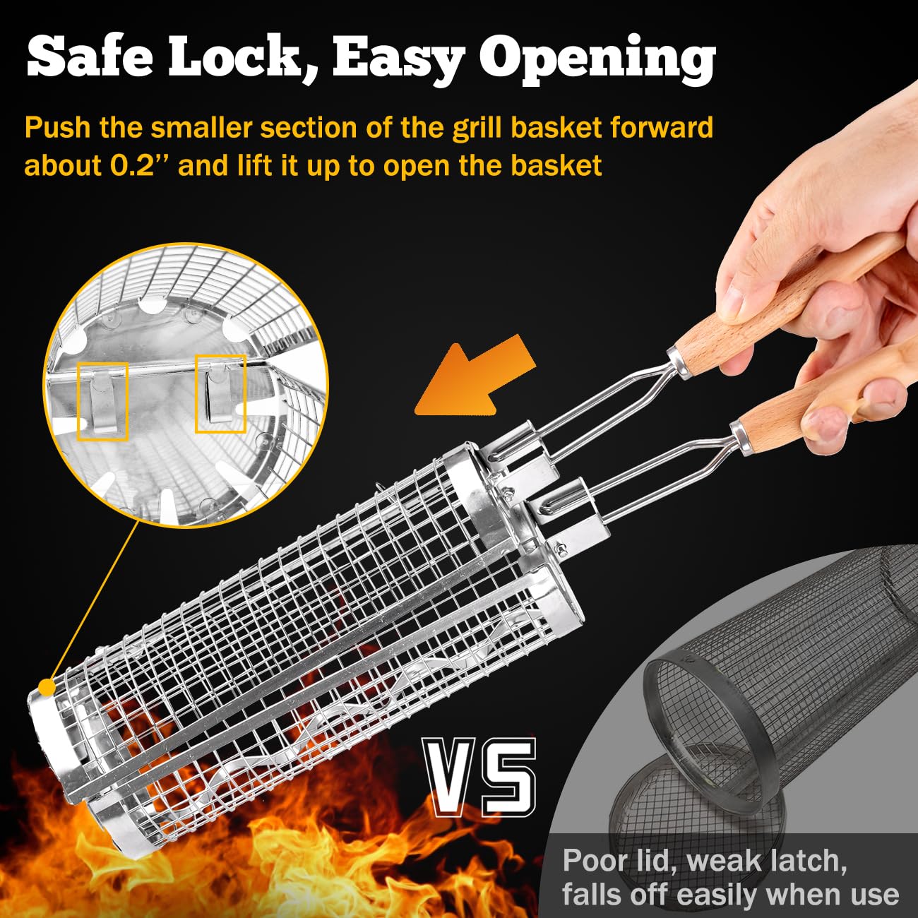 BUYYES Rolling Grill Basket BB - Camping Cooking Hardware review and price