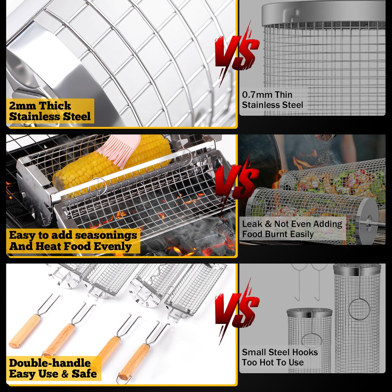 BUYYES Rolling Grill Basket BB - Camping Cooking Hardware review and price